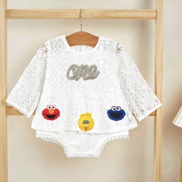 Sesame Street Romper Elmo Dress First Birthday Outfit Clothes Dress Smash Cake - Picture 1 of 10
